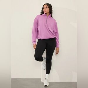 Athleta Seasoft Bubble Hem Quarter-Zip Pink Sweatshirt